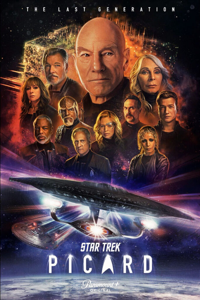 Image of Picard season 3 cast, with both Titan-A and 1701-D.